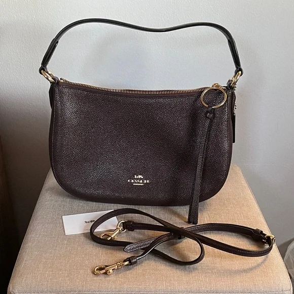 Coach Oxblood Leather Shoulder Bag with Crossbody strap (Sutton Crossbody) - Picture 1 of 6